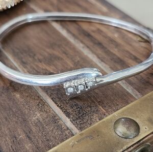 OTC Sterling Silver Genuine Diamonds Bypass Bangle Bracelet